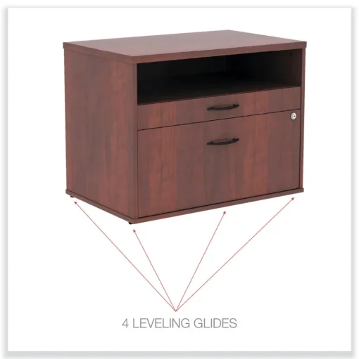 Alera Open Office Desk Series 29.5 x 19.13 x 22.88 Legal/Letter Low File 2-Drawer Cabinet Credenza - Cherry