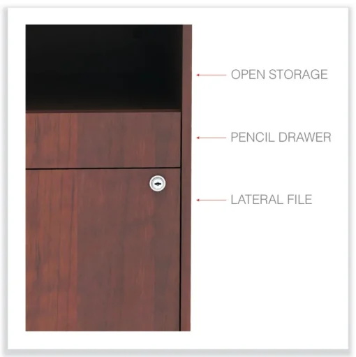Alera Open Office Desk Series 29.5 x 19.13 x 22.88 Legal/Letter Low File 2-Drawer Cabinet Credenza - Cherry