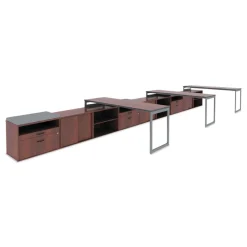 Alera Open Office Desk Series 29.5 x 19.13 x 22.88 Legal/Letter Low File 2-Drawer Cabinet Credenza - Cherry