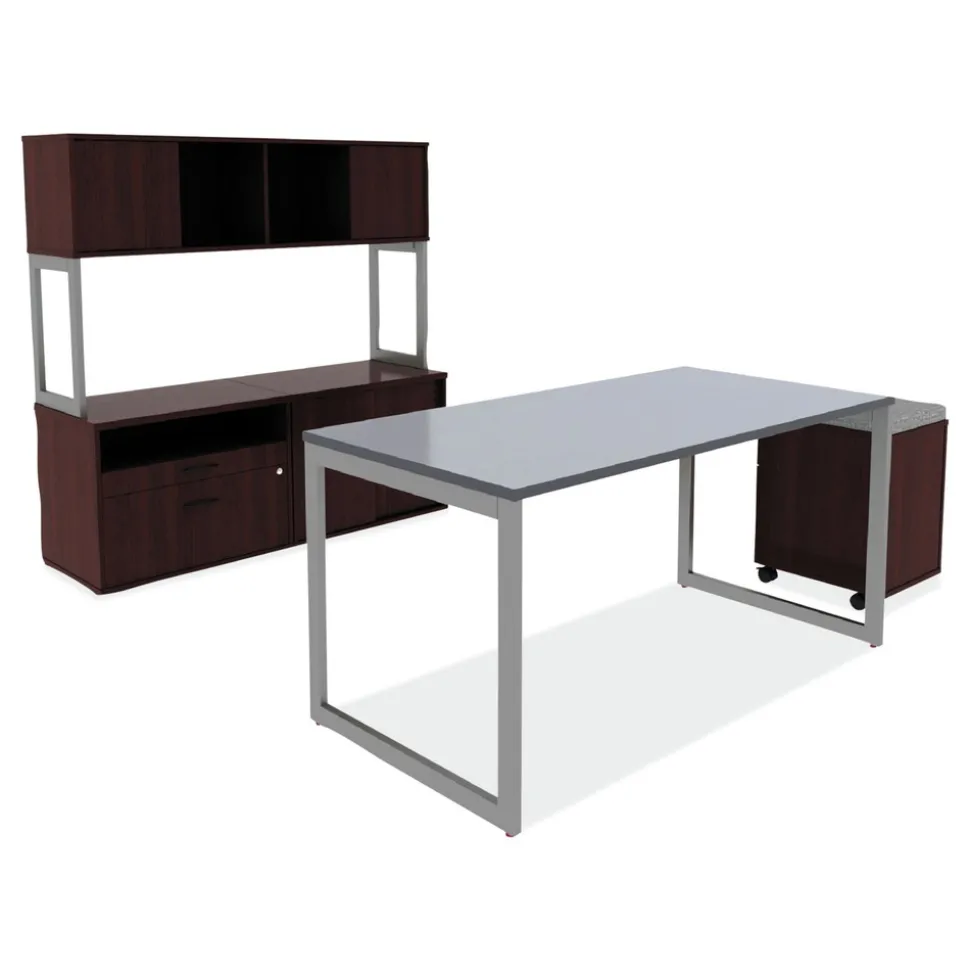 Alera Open Office Desk Series 29.5w x 19.13d x 22.78h Low Storage Cabinet Credenza - Mahogany