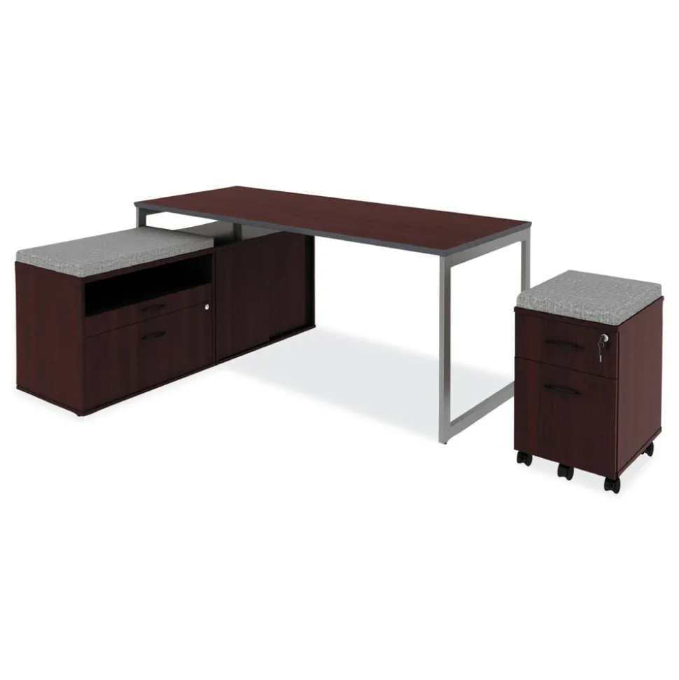 Alera Open Office Desk Series 29.5w x 19.13d x 22.78h Low Storage Cabinet Credenza - Mahogany