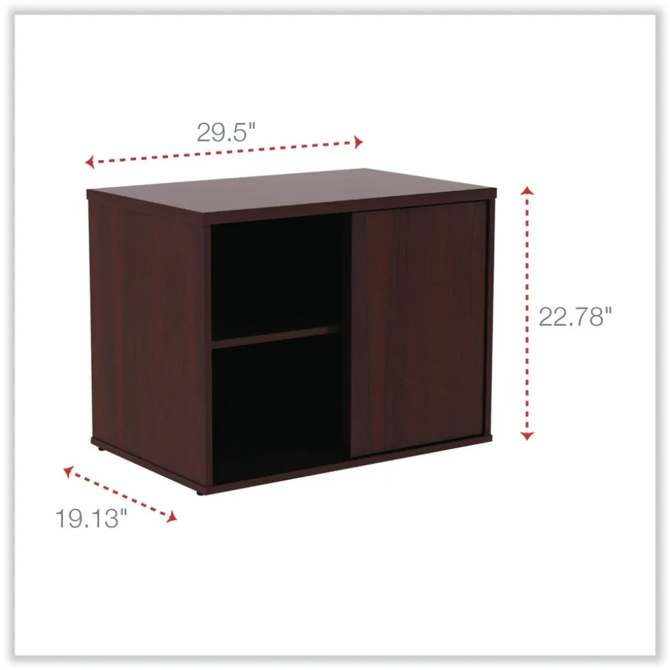 Alera Open Office Desk Series 29.5w x 19.13d x 22.78h Low Storage Cabinet Credenza - Mahogany