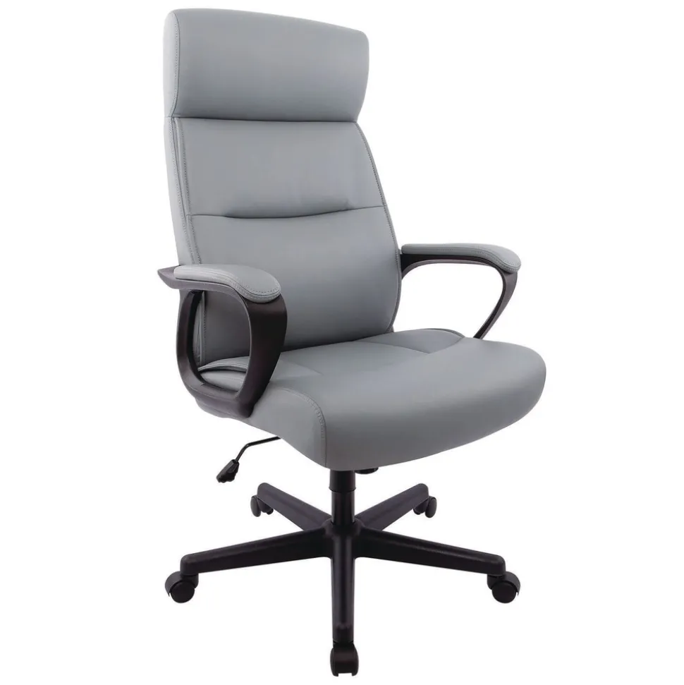 Alera Oxnam Series 17.56 in. to 21.38 in. Seat Height Supports Up to 275 lbs. High-Back Task Chair - Gray Seat/Back, Black Base