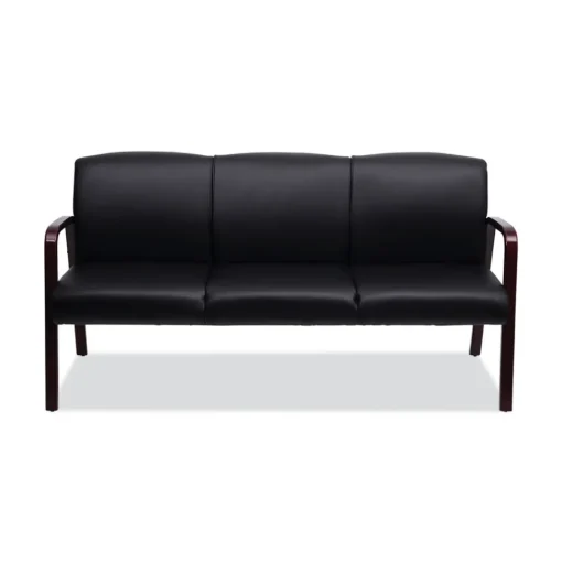Alera Reception Lounge WL Series 65.13 in. x 26.13 in. x 33 in. 3-Seat Sofa - Black