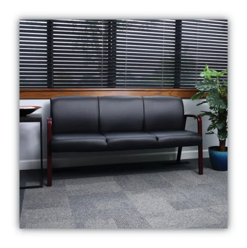 Alera Reception Lounge WL Series 65.13 in. x 26.13 in. x 33 in. 3-Seat Sofa - Black