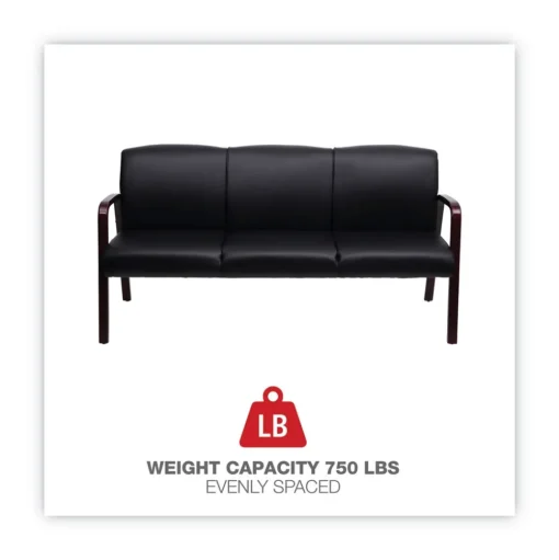 Alera Reception Lounge WL Series 65.13 in. x 26.13 in. x 33 in. 3-Seat Sofa - Black