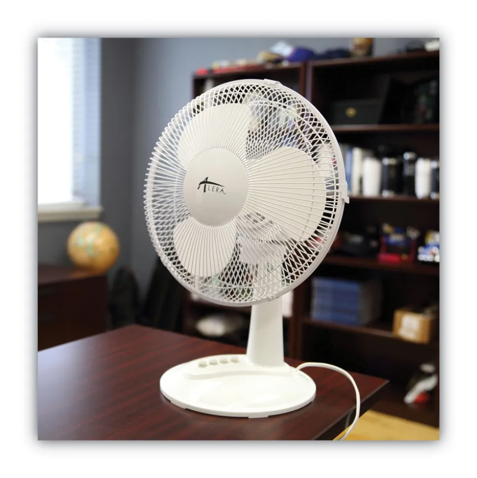 Alera 3-Speed 12 in. Plastic Oscillating Desk Fan - White