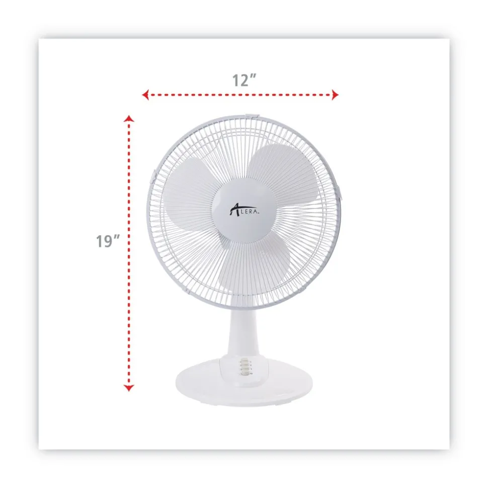 Alera 3-Speed 12 in. Plastic Oscillating Desk Fan - White