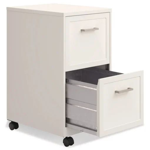 Alera Two-Drawer Mobile Vertical File 2 Letter-Size File Drawers 14.25 x 18 x 26.7 - Pearl White