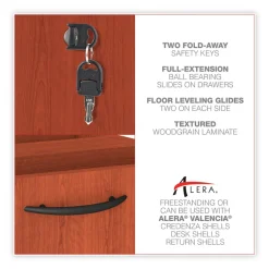 Alera Valencia Series 15.63 in. x 20.5 in. x 28.5 in. Box/File Full Pedestal - Mahogany