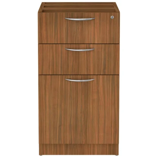 Alera VA532822WA 15.63 in. x 20.5 in. x 28.5 in. Valencia Series 3-Drawer Full File Pedestal - Modern Walnut