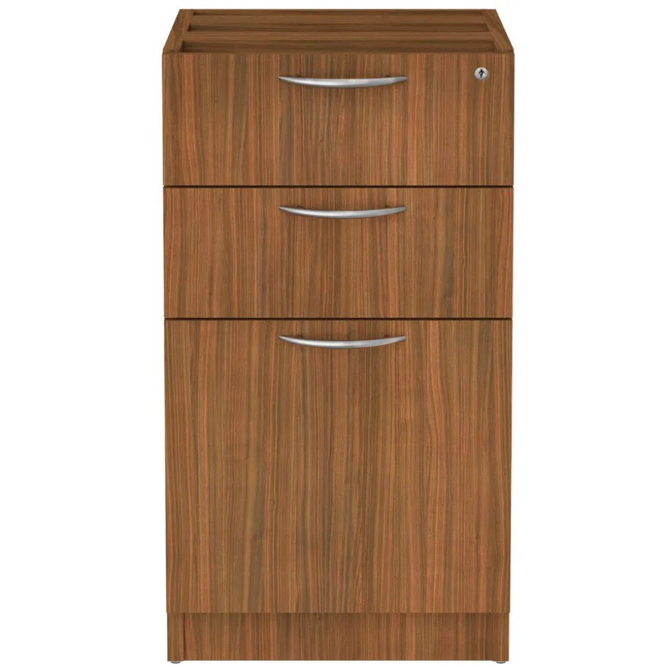 Alera VA532822WA 15.63 in. x 20.5 in. x 28.5 in. Valencia Series 3-Drawer Full File Pedestal - Modern Walnut
