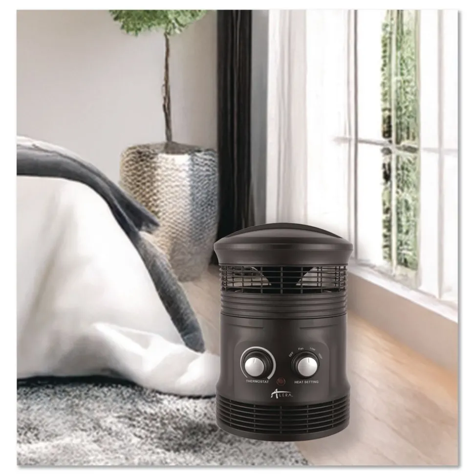Alera 750W 8 in. x 8 in. x 12 in. 360-Degree Circular Fan Forced Heater - Black