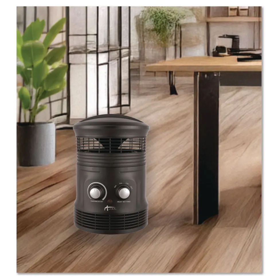 Alera 750W 8 in. x 8 in. x 12 in. 360-Degree Circular Fan Forced Heater - Black