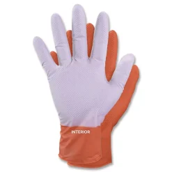 Ammex 9.06 in. 6 mil Ultra Industrial Flock-Lined Nitrile Disposable Gloves - X-Large/Orange (500/Carton)