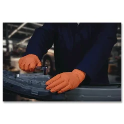 Ammex 9.06 in. 6 mil Ultra Industrial Flock-Lined Nitrile Disposable Gloves - XX-Large/Orange (500/Carton)
