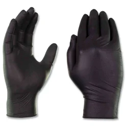 Ammex 9.5 in. Long 3 mil Powder-Free Industrial Nitrile Gloves - Small/Black (1000/Carton)