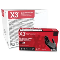 Ammex 9.5 in. Long 3 mil Powder-Free Industrial Nitrile Gloves - 2X-Large/Black (1000/Carton)