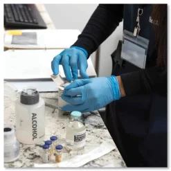 Ammex 9.5 in. Long 3 mil Powder-Free Nitrile Exam Gloves - Large/Light Blue (1000/Carton)