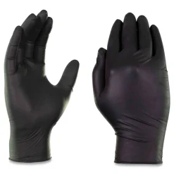 Ammex 9.5 in. Long 5 mil Powder-Free Industrial Nitrile Gloves - Large/Black (1000/Carton)