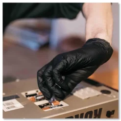 Ammex 9.5 in. Long 5 mil Powder-Free Industrial Nitrile Gloves - Large/Black (1000/Carton)