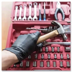 Ammex 9.5 in. Long 5 mil Powder-Free Industrial Nitrile Gloves - Large/Black (1000/Carton)