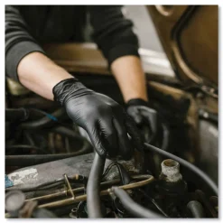 Ammex 9.5 in. Long 5 mil Powder-Free Industrial Nitrile Gloves - Large/Black (1000/Carton)