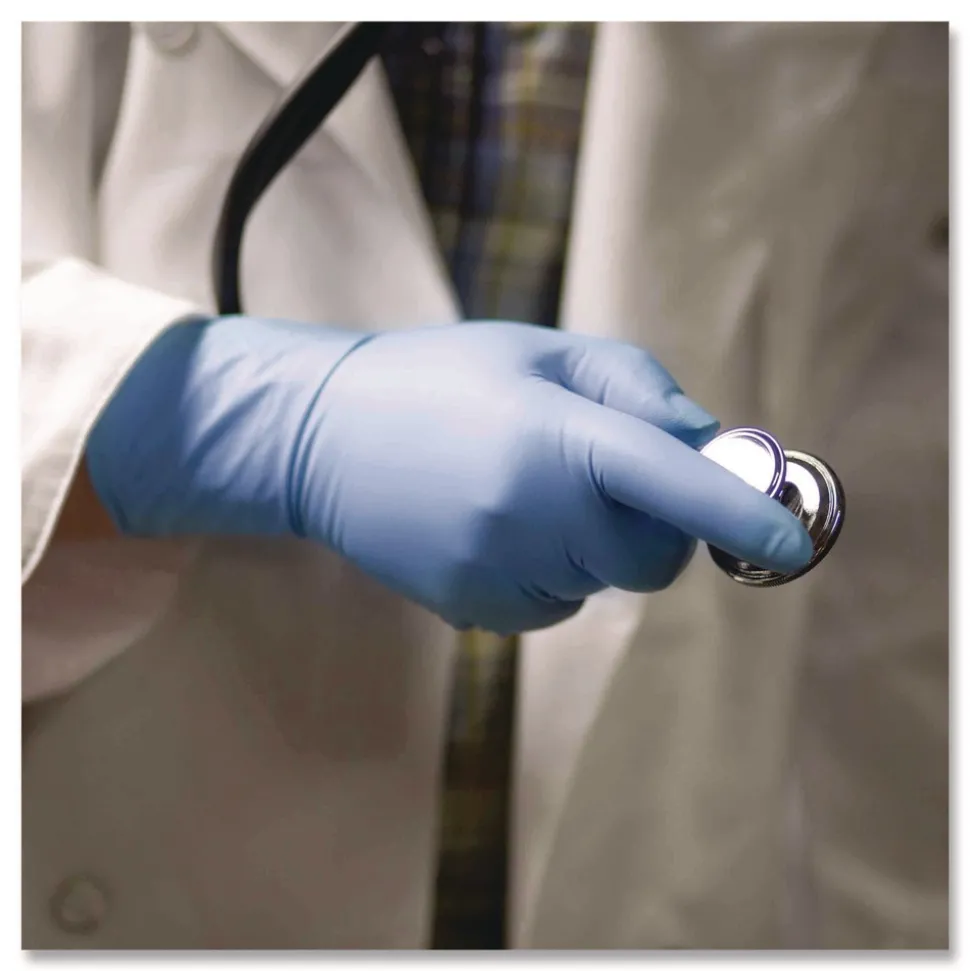 Ammex 8 mil Blue Powder-Free Nitrile Exam Gloves - Large, Blue (500/Carton)