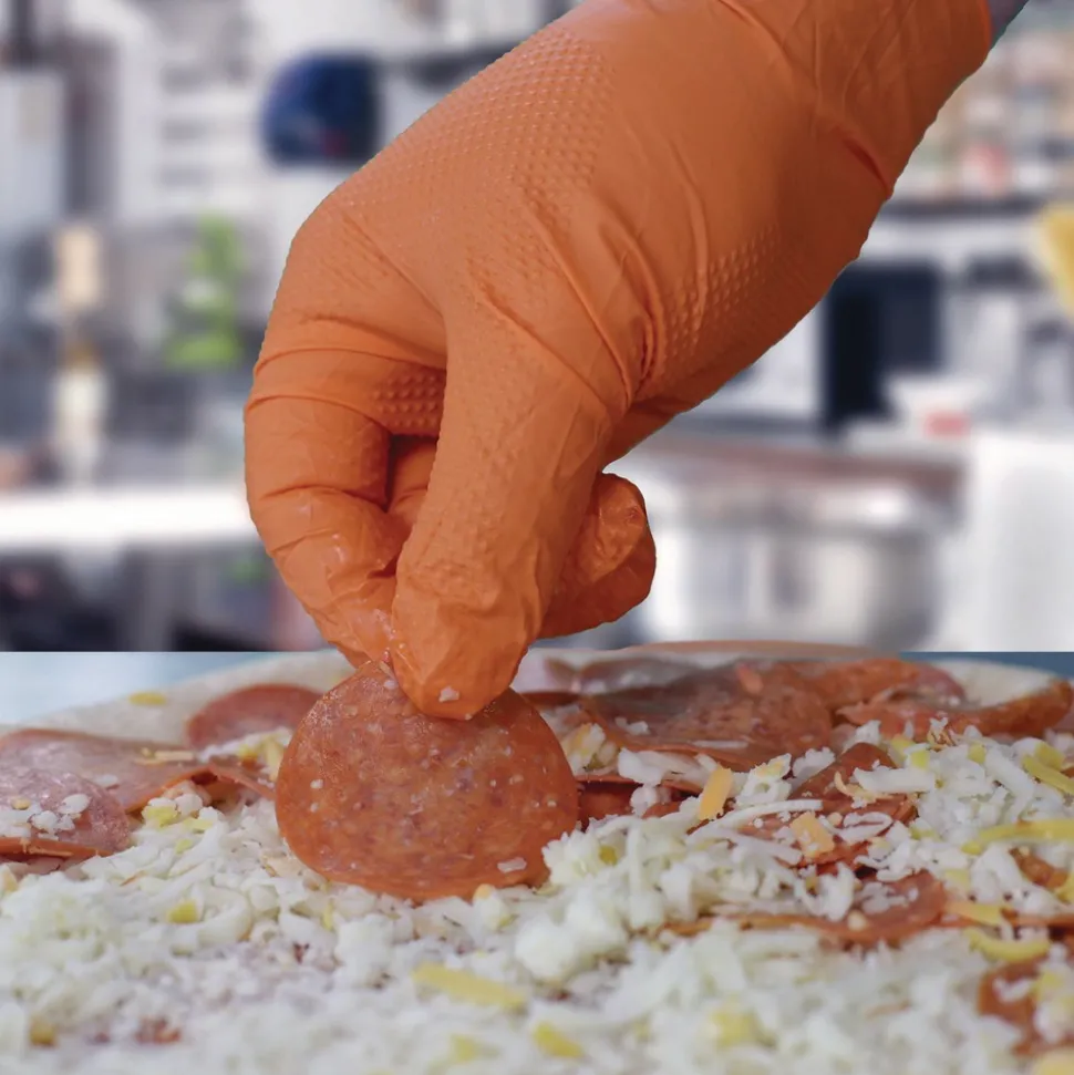 Ammex 6 mil DT Nitrile Powder-Free Disposable Gloves - X-Large, Orange (1000/Carton)