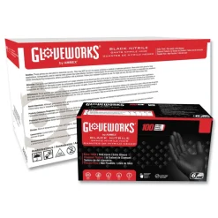 Ammex 6 mil Heavy-Duty Industrial Powder-Free Nitrile Gloves - X-Large, Black (1000/Carton)
