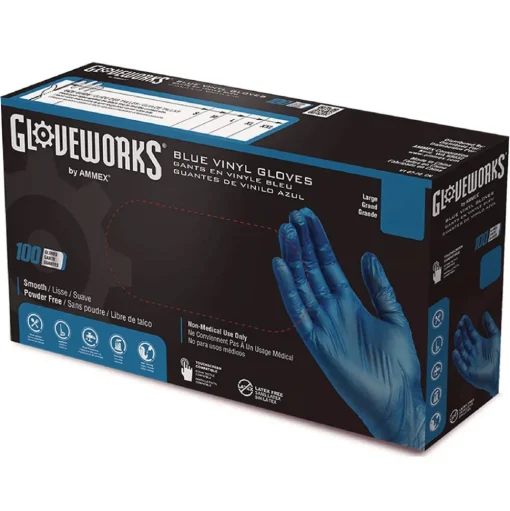 Ammex 3 mil Industrial Powder-Free Vinyl Gloves - X-Large, Blue (1000/Carton)