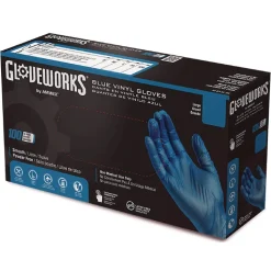 Ammex 3 mil Industrial Powder-Free Vinyl Gloves - Large, Blue (1000/Carton)