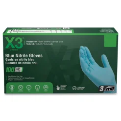 Ammex 3 mil Industrial Powder-Free Nitrile Gloves - X-Large, Blue (1000/Carton)