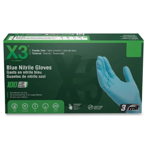 Ammex 3 mil Industrial Powder-Free Nitrile Gloves - X-Large, Blue (1000/Carton)
