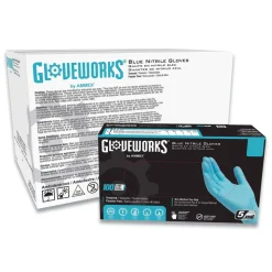 Ammex 5 mil Industrial Powder-Free Nitrile Gloves - Large, Blue (1000/Carton)