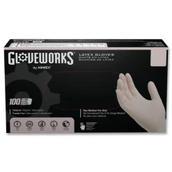 Ammex 4 mil Powder-Free Latex Disposable Gloves - Large, Ivory (1000/Carton)