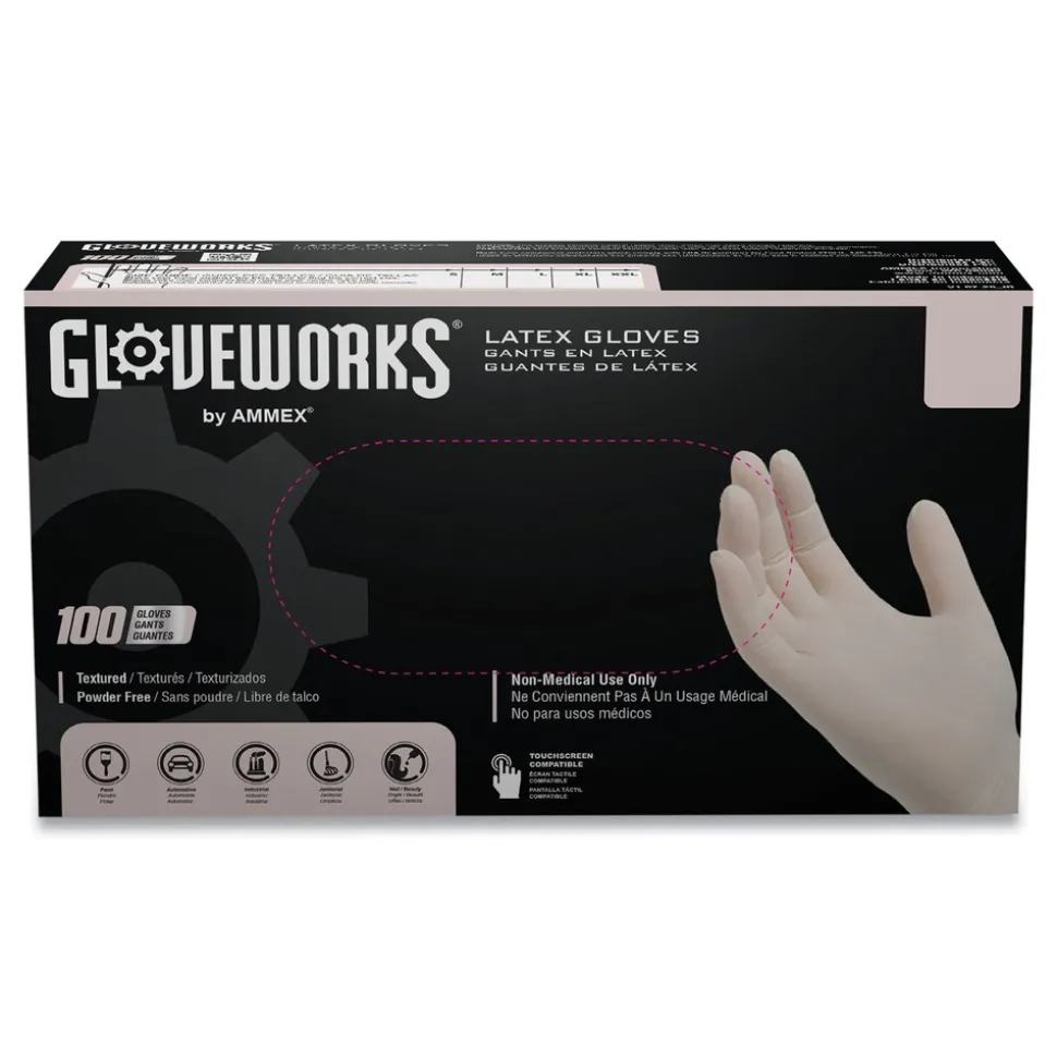 Ammex 4 mil Powder-Free Latex Disposable Gloves - Small, Ivory (1000/Carton)