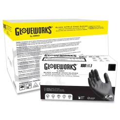 Ammex 6 mil Powder-Free Nitrile Exam Gloves - Small, Black (1000/Carton)