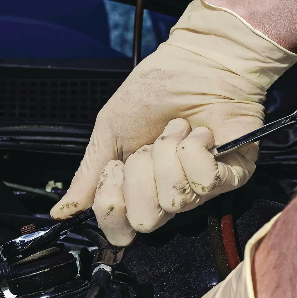 Ammex 6 mil Thick 9.5 in. Long Powder-Free Extra Thick Latex Disposable Gloves - Extra Large, Ivory (100/Box, 10 Boxes/Carton)