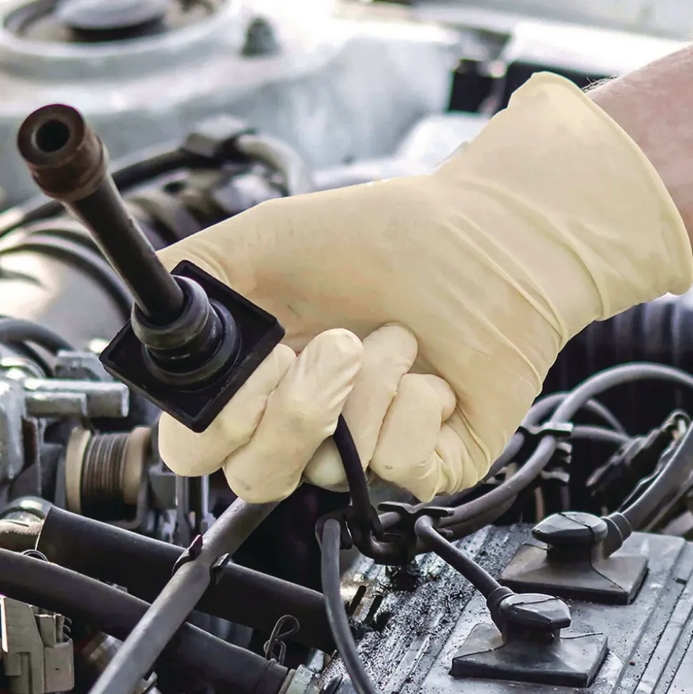 Ammex 6 mil Thick 9.5 in. Long Powder-Free Extra Thick Latex Disposable Gloves - Extra Large, Ivory (100/Box, 10 Boxes/Carton)