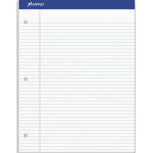 Ampad 8.5 x 11.75 Narrow Rule Double Sheet Pads - White (100-Sheets/Pad)