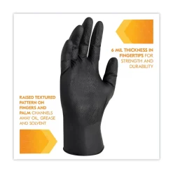 Ansell 9.5 in. Long 6 mil Thick G10 Powder-Free Kraken Grip Nitrile Gloves - X-Large, Black (900/Carton)