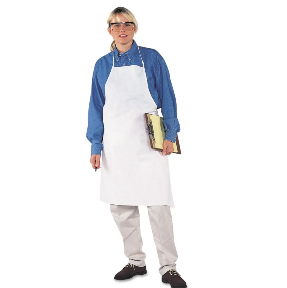Ansell 28 in. x 40 in. A40 Film Laminate Liquid/Particle Protection Apron - White (100/Carton)