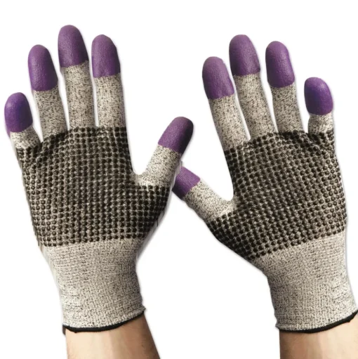 Ansell 230 mm Length G60 Purple Nitrile Gloves - Medium/Size 8, Black/White (12 Pairs/Carton)