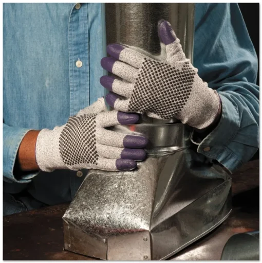 Ansell 230 mm Length G60 Purple Nitrile Gloves - Medium/Size 8, Black/White (12 Pairs/Carton)