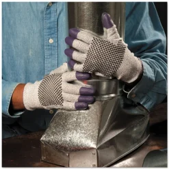 Ansell 230 mm Length G60 Purple Nitrile Gloves - Medium/Size 8, Black/White (12 Pairs/Carton)