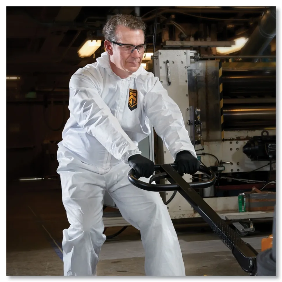 Ansell A20 Elastic-Back, Hood and Boots Breathable Particle Protection Coveralls - Quadruple Extra Large, White (20/Carton)