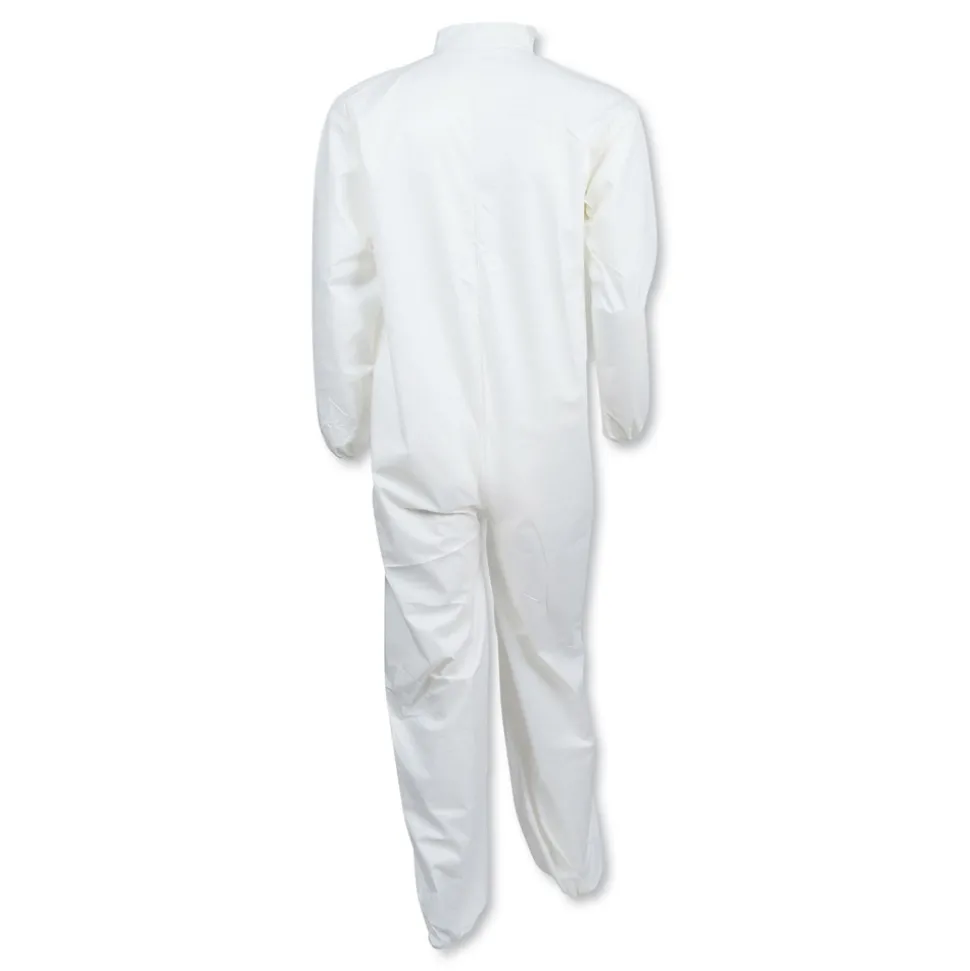 Ansell A40 Elastic-Cuff and Ankles Coveralls - Large, White (25/Carton)