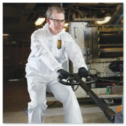 Ansell A40 Elastic-Cuff Ankle, Hood, and Boot Coveralls - Large, White (25/Carton)