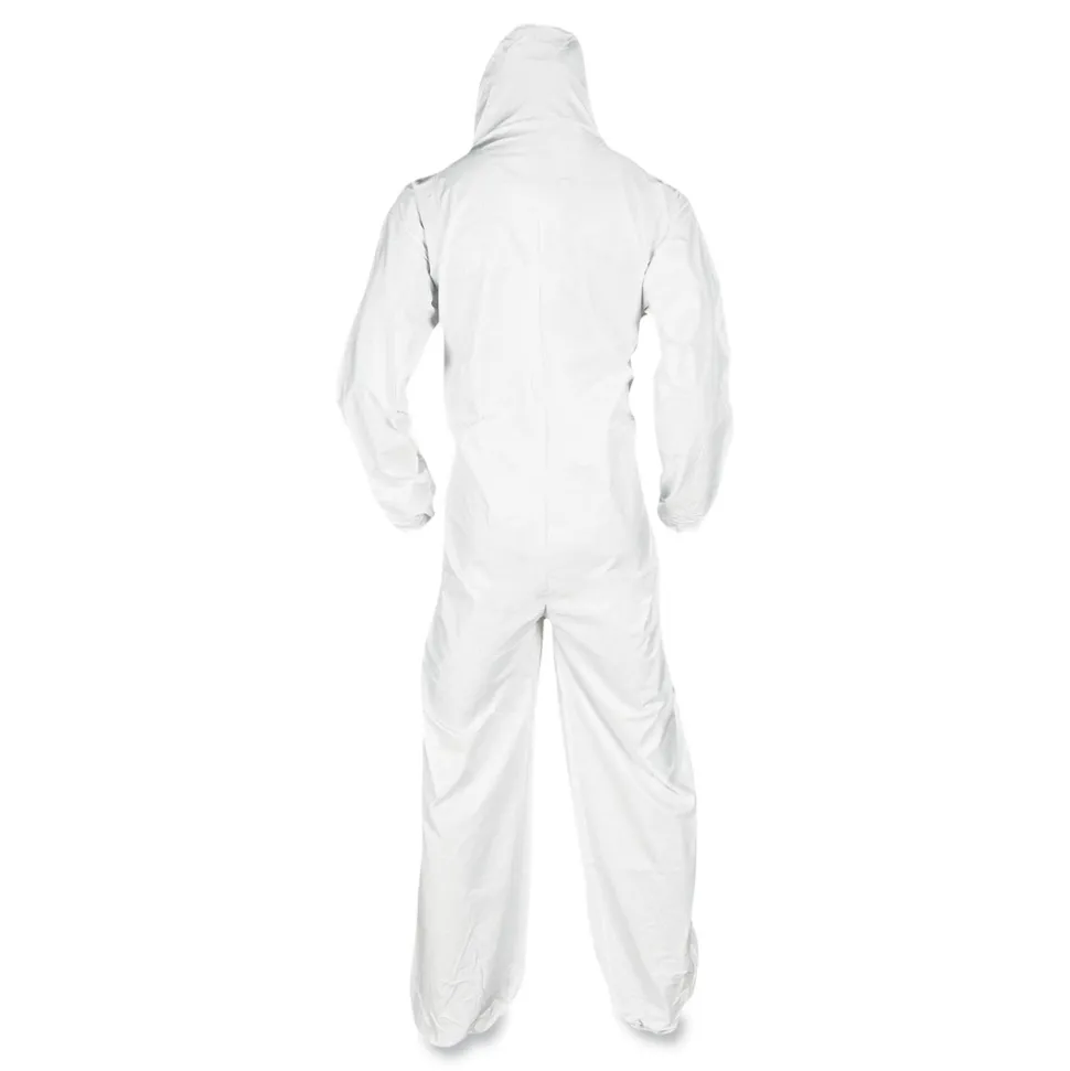 Ansell A20 Hood, Boots, and Elastic-Back Breathable Particle Protection Coveralls - Large, White (24/Carton)
